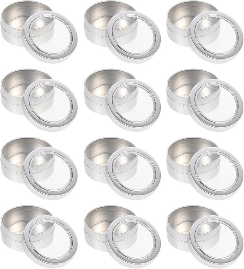 علب شموع قابلة لإعادة التعبئة من الألومنيوم 12 قطعة 25 مل مع أغطية للتخزين والسفر ومستحضرات التجميل - Image 1